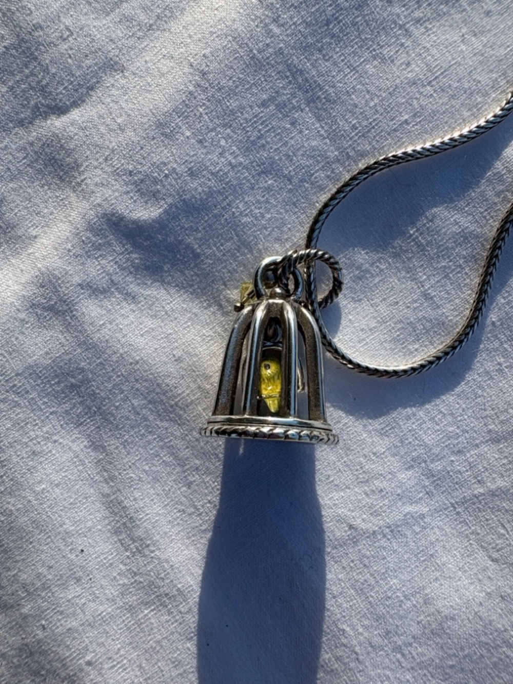 Brighton Silver Bird in a Cage Pendant Necklace on a Snake Chain - Picture 2 of 7